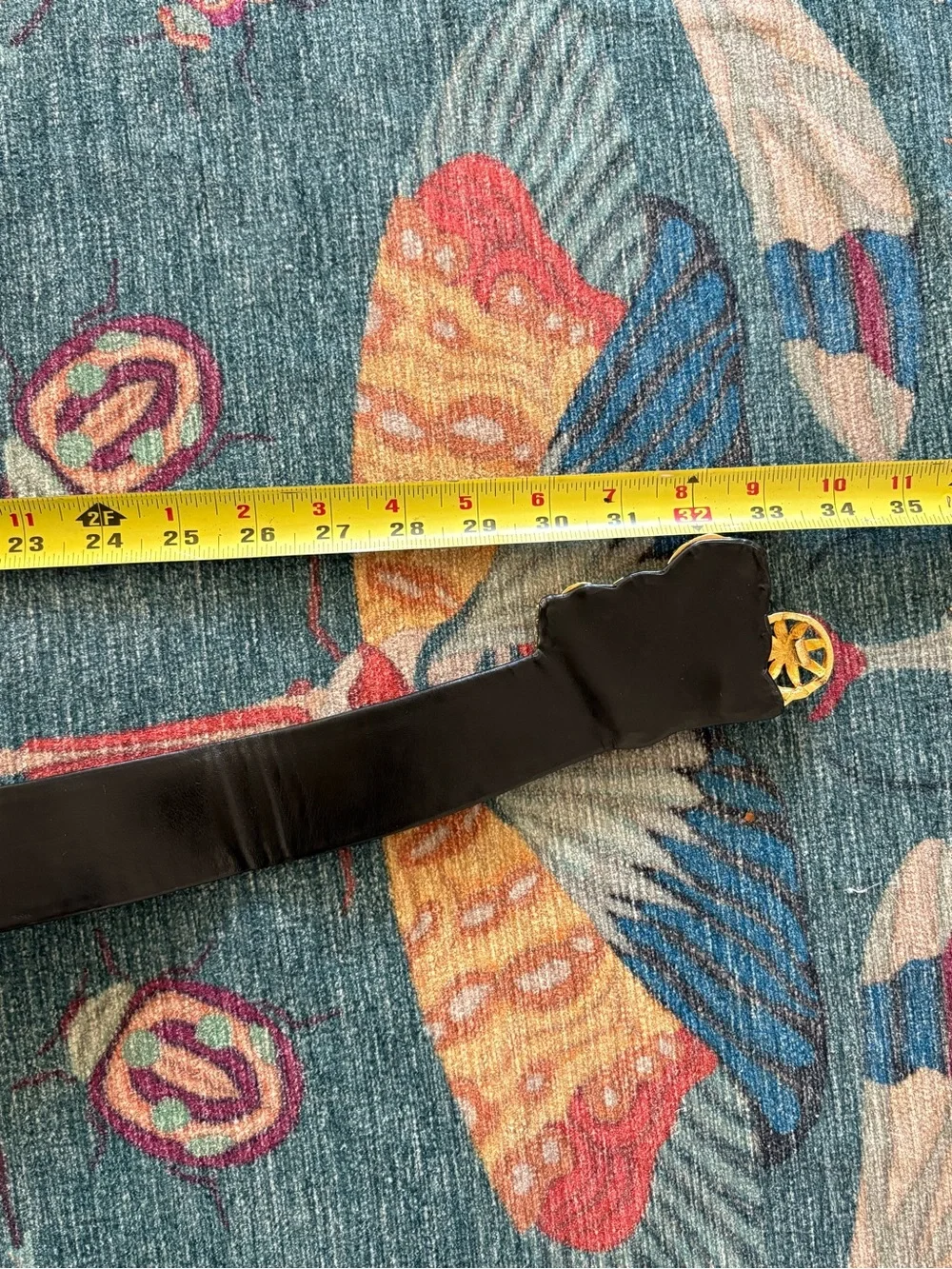 Stunning vintage 80s Judith Leiber Foo Dogs gold black belt M/L